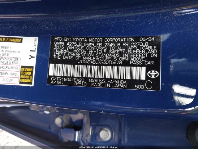 JTDADABUXR3015678 Toyota m20a-fxs