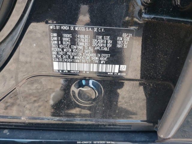 3CZRU6H1XMM736727 Honda r18z9