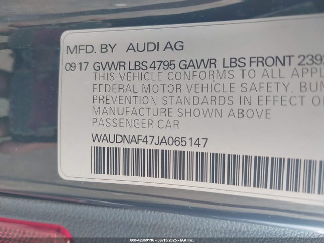 2018 AUDI A4 WAUDNAF47JA065147 Photo 8
