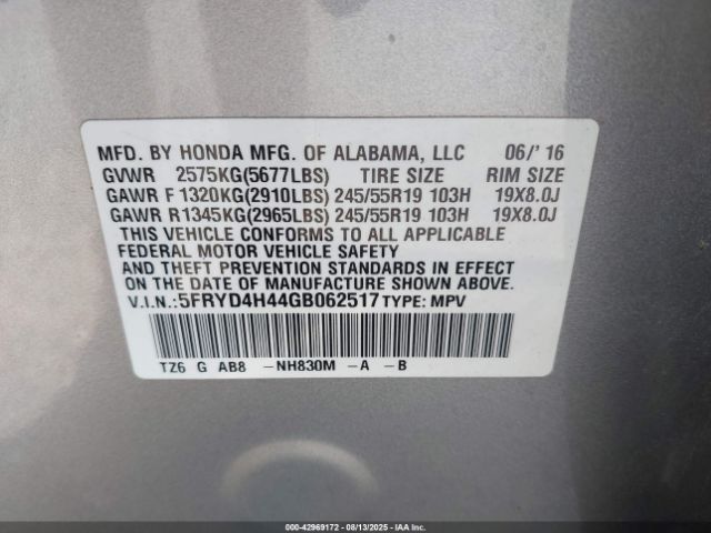 2016 ACURA MDX 5FRYD4H44GB062517 Photo 8