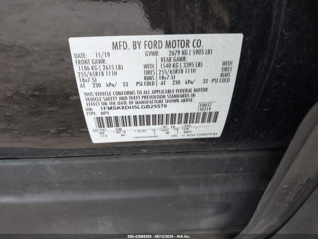 1FMSK8DH5LGB25570 Ford Explorer