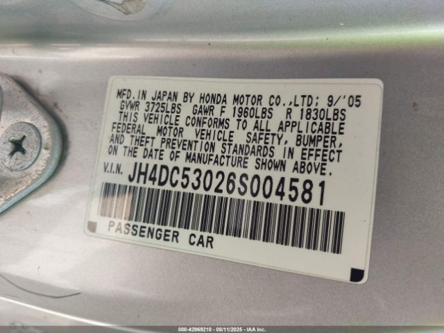 2006 ACURA RSX JH4DC53026S004581 Photo 8