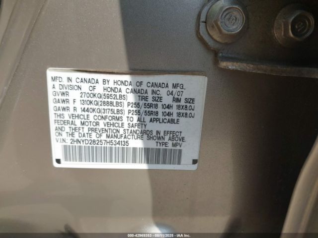 2007 ACURA MDX 2HNYD28257H534135 Photo 8