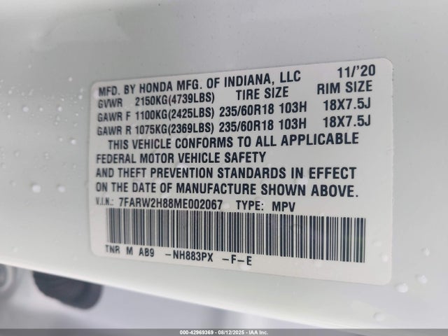 7FARW2H88ME002067 Honda l15be