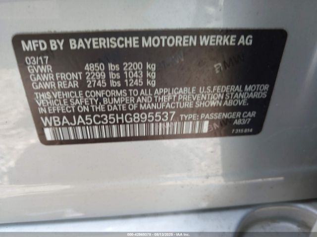 2017 BMW 530I WBAJA5C35HG895537 Photo 8