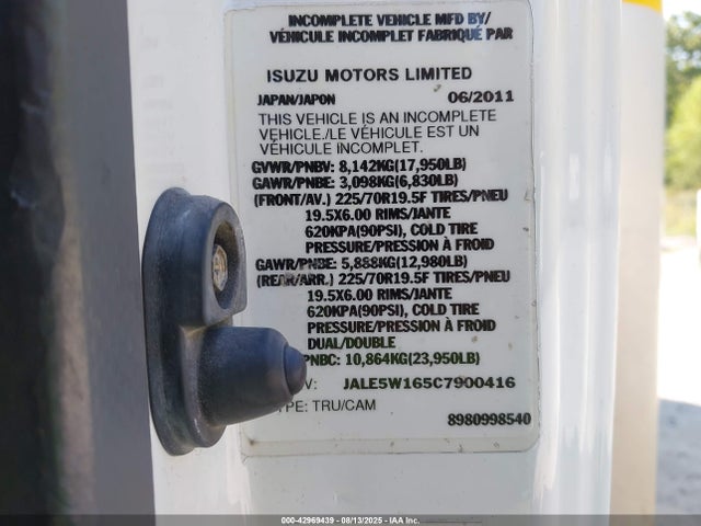 Aukcja sprzedaży 2012 Isuzu Dsl Reg, vin: JALE5W165C7900416, numer aukcji: 42969439