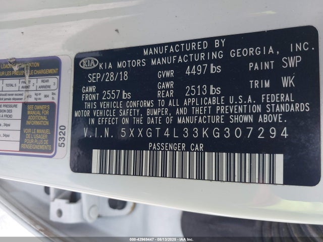 5XXGT4L33KG307294 KIA gdi