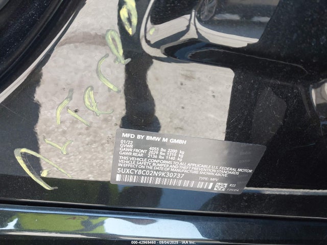 5UXCY8C09N9K22683 BMW 2022