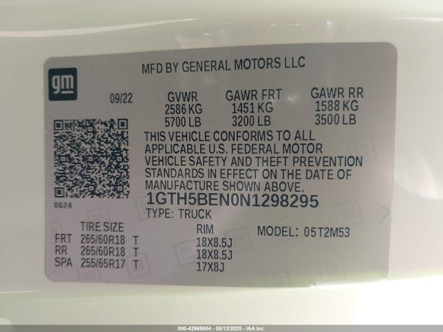 Aukcja sprzedaży 2022 Gmc Canyon 2wd  Elevation Standard, vin: 1GTH5BEN0N1298295, numer aukcji: 42969504
