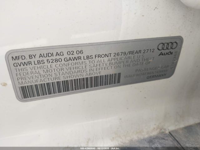 2006 AUDI A6 WAUDH74F96N149999 Photo 8