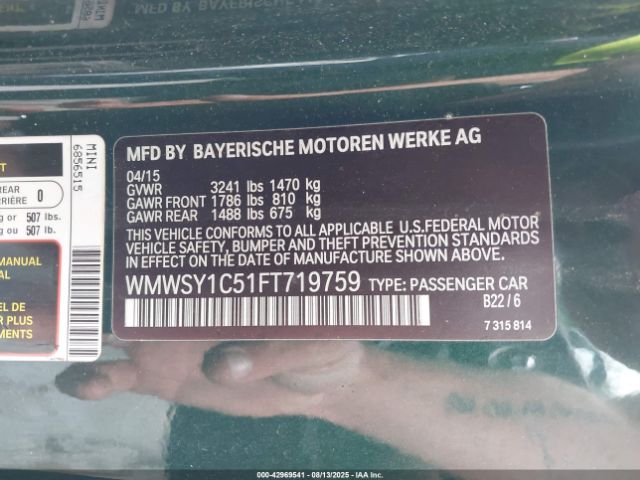 2015 MINI ROADSTER WMWSY1C51FT719759 Photo 8