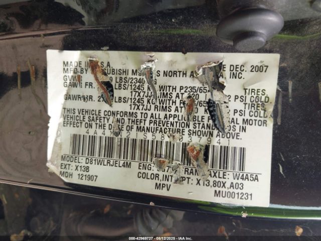 2008 MITSUBISHI ENDEAVOR 4A4MN21S58E037941 Photo 8