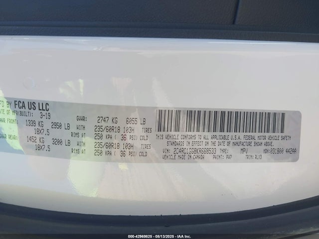Chrysler Pacifica 2019 2C4RC1GG8KR668533 Image 9