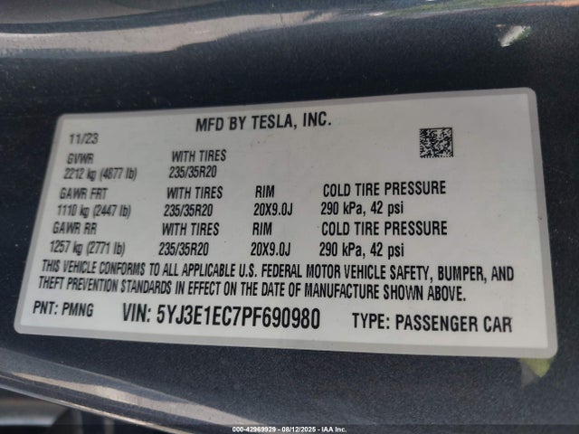 2023 TESLA MODEL 3 5YJ3E1EC7PF690980 Photo 8