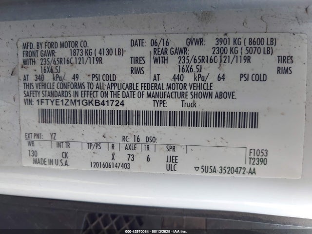 1FTYE1ZM1GKB41724 Ford 2016