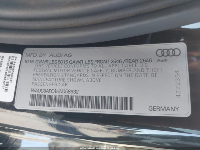2017 AUDI A6 WAUC8AFC4HN058332 Photo 8