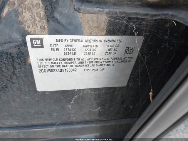 2016 CADILLAC XTS 2G61R5S34G9130042 Photo 8