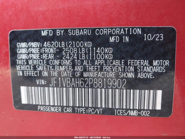 Subaru dib 2023 JF1VBAH62P8819902 Image 9