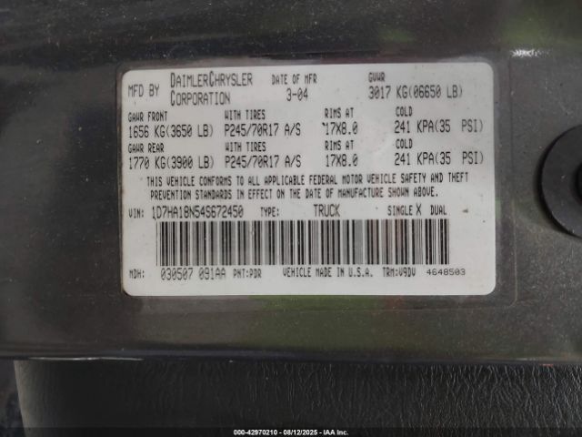2004 DODGE RAM 1500 1D7HA18N54S672450 Photo 8