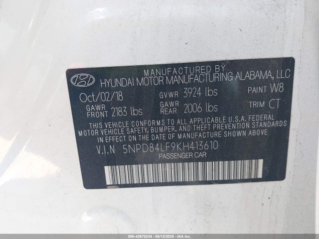 Hyundai mpi nu 2019 5NPD84LF9KH413610 Image 9