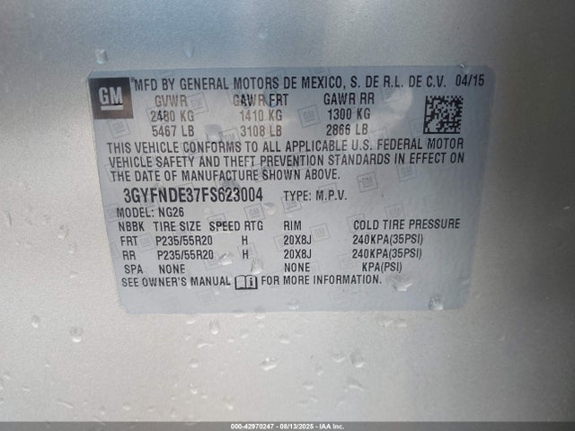 2015 CADILLAC SRX 3GYFNDE37FS623004 Photo 8