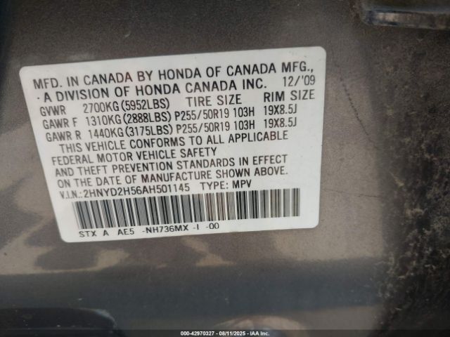 2010 ACURA MDX 2HNYD2H56AH501145 Photo 8