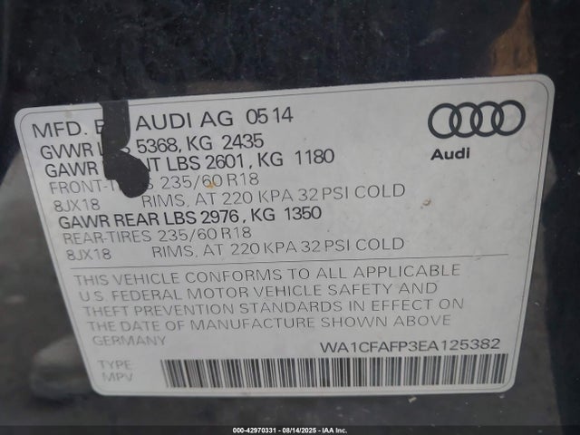 2014 AUDI Q5 WA1CFAFP3EA125382 Photo 8