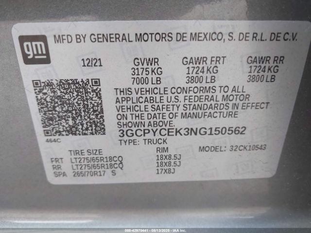 2022 CHEVROLET SILVERADO 1500 LTD 3GCPYCEK3NG150562 Photo 8