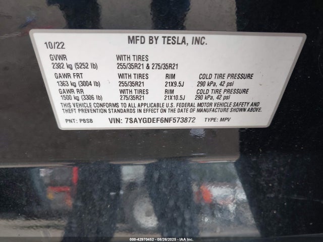 2022 TESLA MODEL Y 7SAYGDEF6NF573872 Photo 8