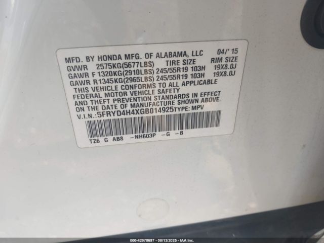 2016 ACURA MDX 5FRYD4H4XGB014925 Photo 8