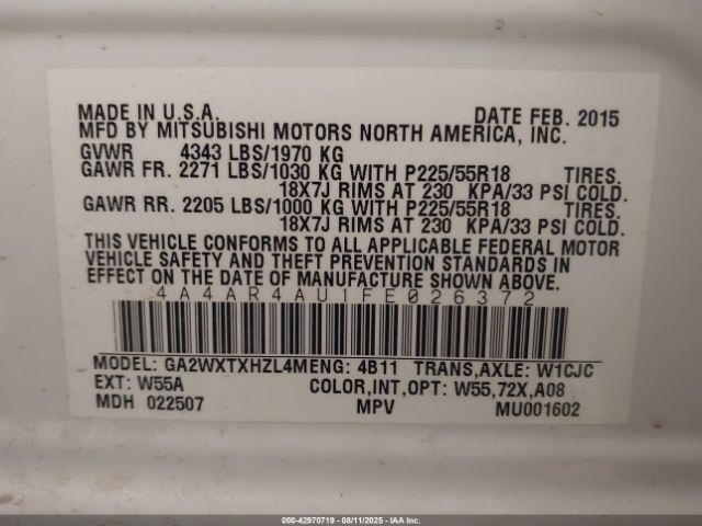 2015 MITSUBISHI OUTLANDER SPORT 4A4AR4AU1FE026372 Photo 8