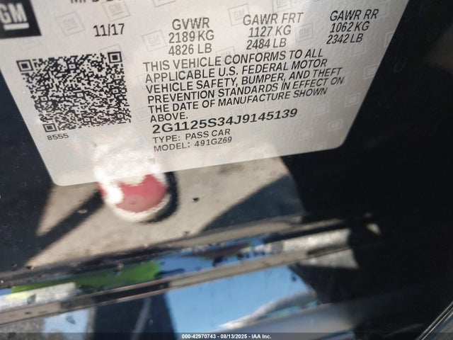 2G1125S34J9145139 Chevrolet lfx - spark ignited direct injection, vvt, e85 max, alum