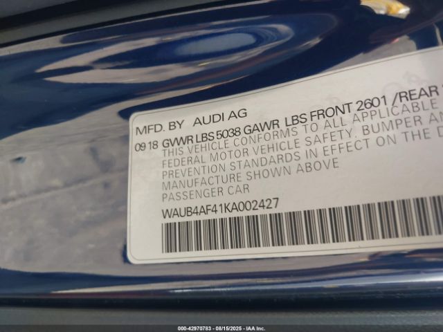 2019 AUDI S4 WAUB4AF41KA002427 Photo 8