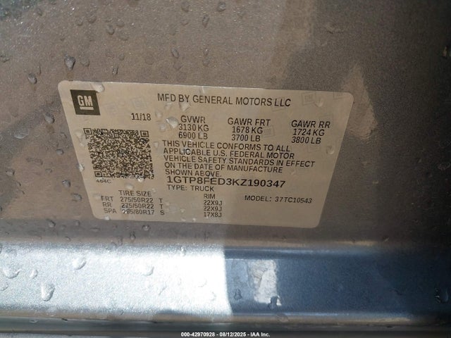 1GTP8FED3KZ190347 GMC l84 - di, dfm, alum, gen 5, var 2