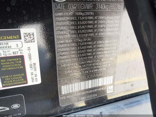 Land Rover aj20p6 2021 SALGS2RU0MA443798 Image 9
