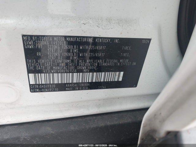 4T3LWRFV0RU161556 Toyota a25a-fxs