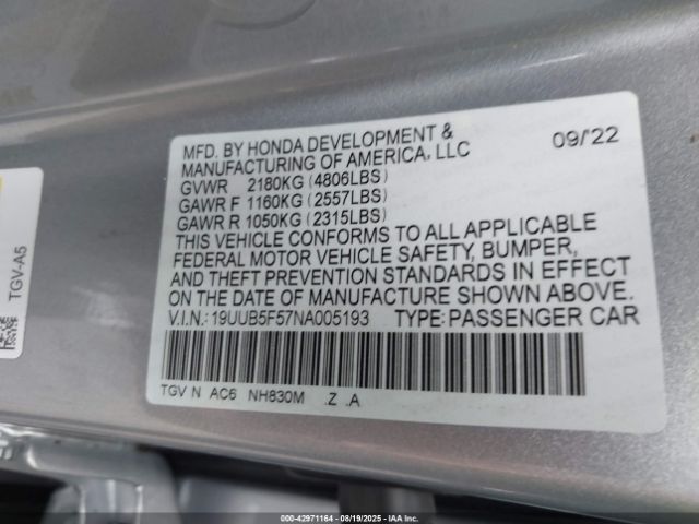2022 ACURA TLX 19UUB5F57NA005193 Photo 8
