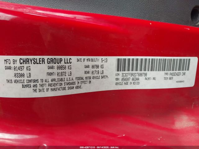 2013 FIAT 500 3C3CFFBR2DT688798 Photo 8