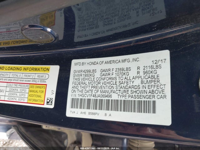 1HGCV1F48JA069496 Honda l15be