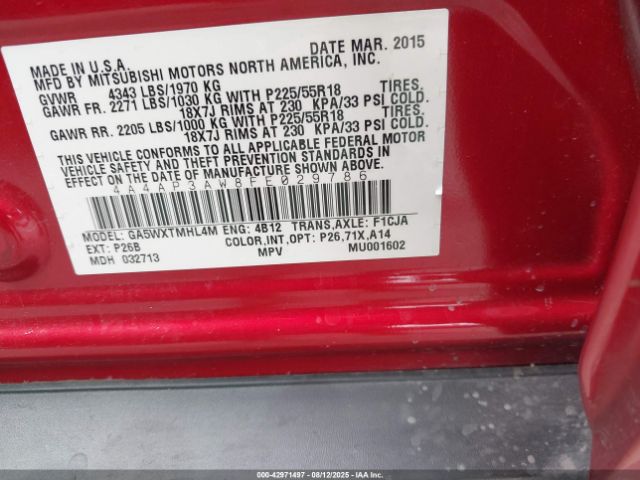 2015 MITSUBISHI OUTLANDER SPORT 4A4AP3AW8FE029786 Photo 8