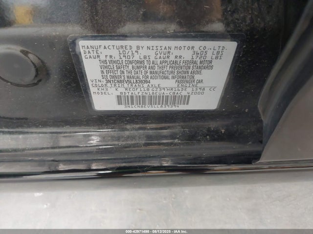 3N1CN8EV5LL839394 Nissan 2020
