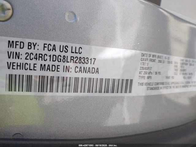 Продаж на аукціоні авто 2020 Chrysler Voyager Lxi, vin: 2C4RC1DG8LR283317, номер лоту: 42971593