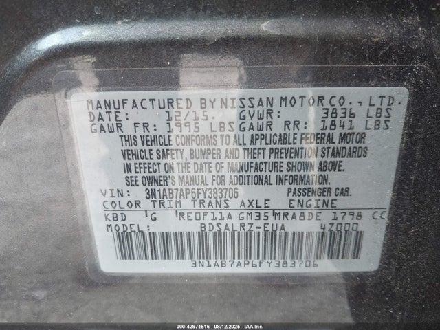 3N1AB7AP6FY383706 Nissan 2015