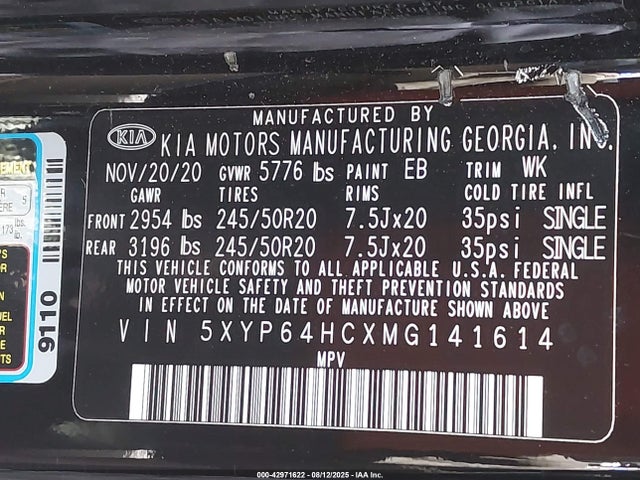 5XYP64HCXMG141614 KIA kmc gdi lambda-ii