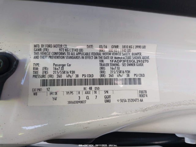 Ford 2016 2016 1FADP3FE0GL293270 Image 9