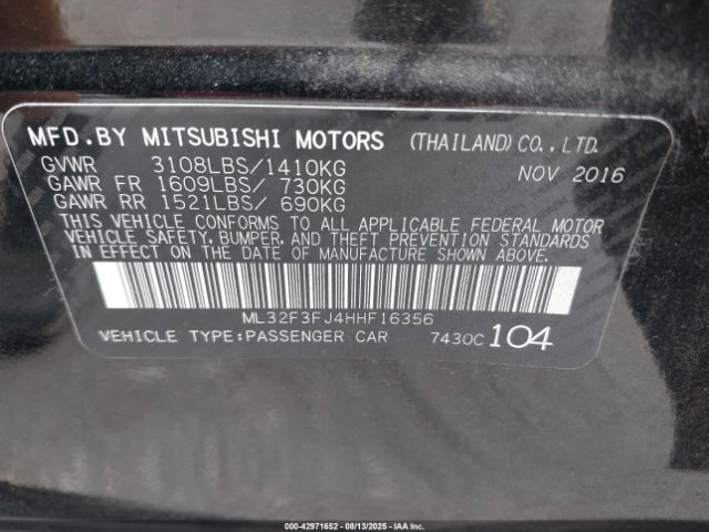 2017 MITSUBISHI MIRAGE G4 ML32F3FJ4HHF16356 Photo 8