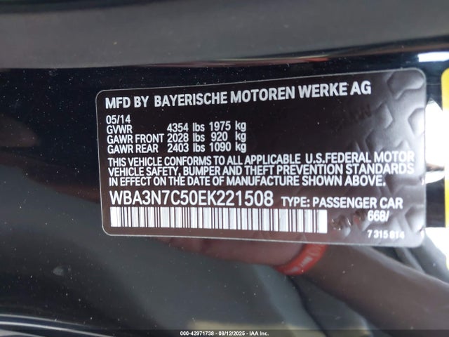 WBA3N7C50EK221508 BMW 2014
