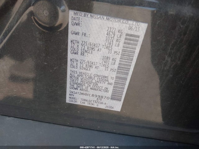 5N1AT2MV8FC899870 Nissan Rogue
