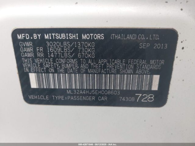 2014 MITSUBISHI MIRAGE ML32A4HJ5EH008603 Photo 8