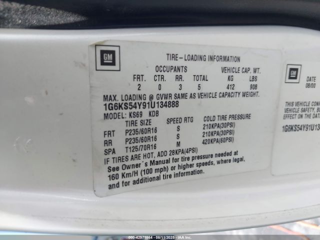 2001 CADILLAC SEVILLE 1G6KS54Y91U134888 Photo 8